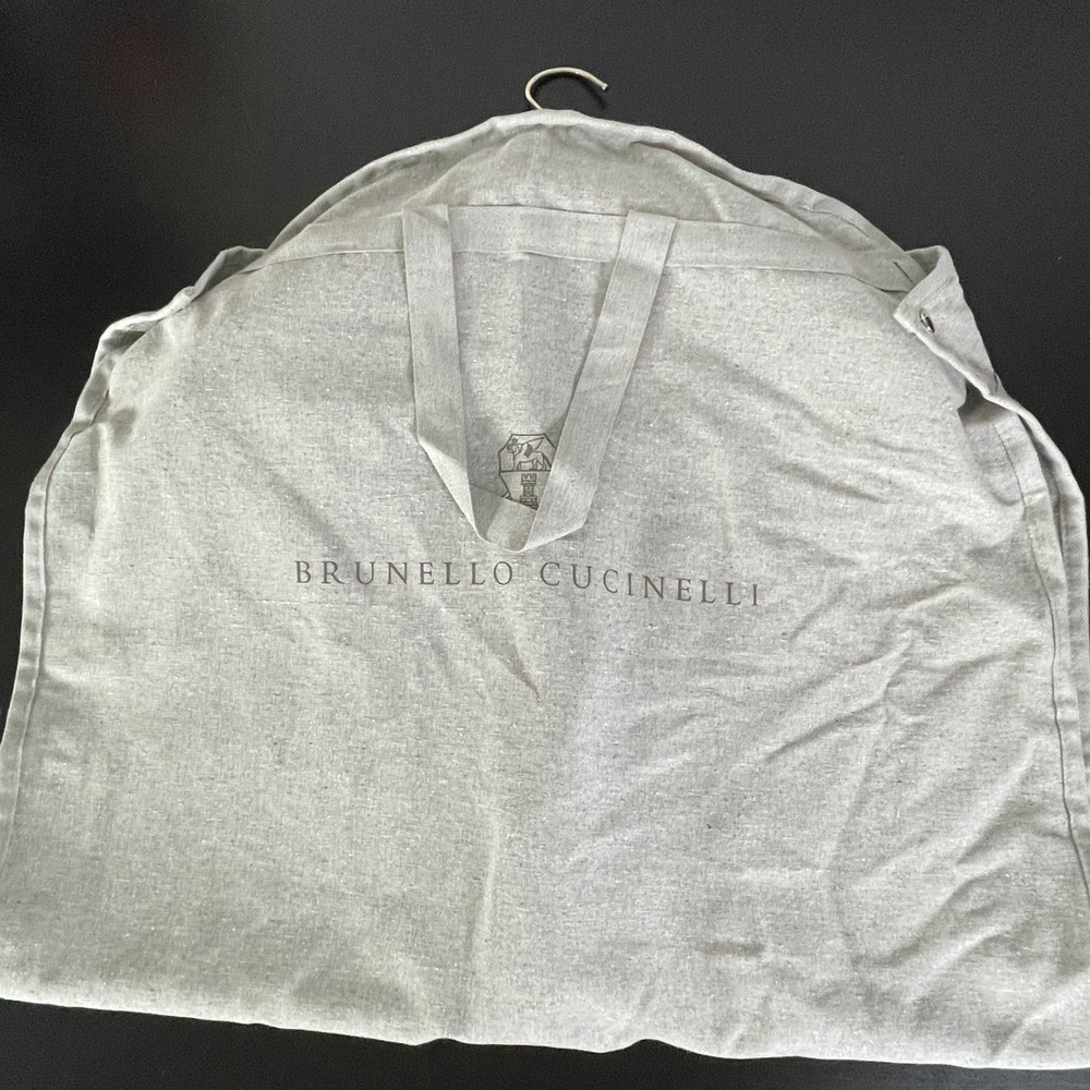 Brunello Cucinelli Gray Garment Bag w Heavy Duty Hanger Zippered Snap Dust Cover